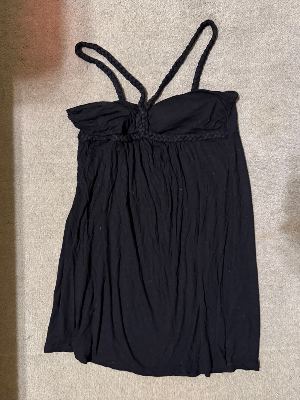 Forever 21 Black Braided Strap Babydoll Dress Women’s Size Large
